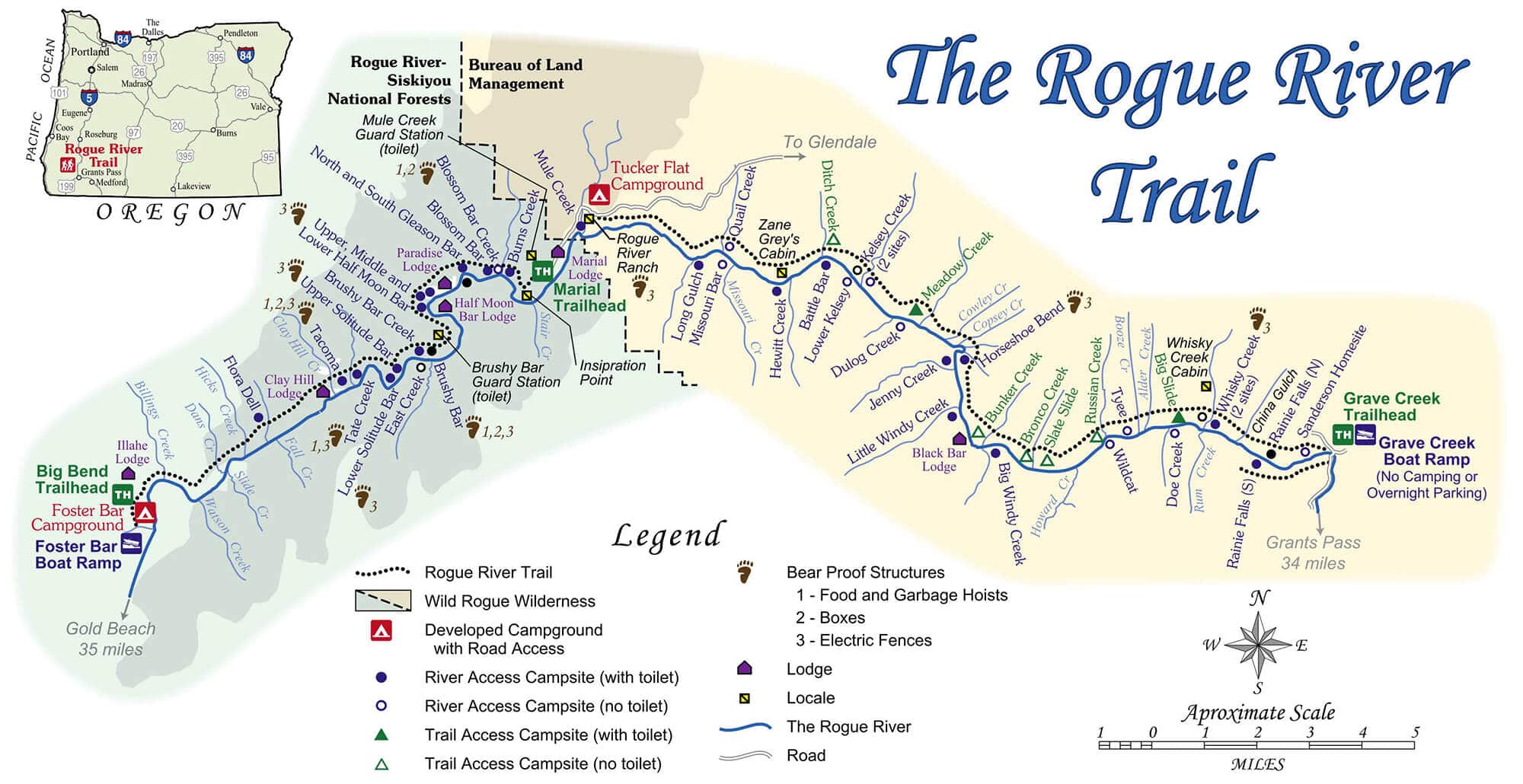 Map of the Rogue River Trail in Oregon